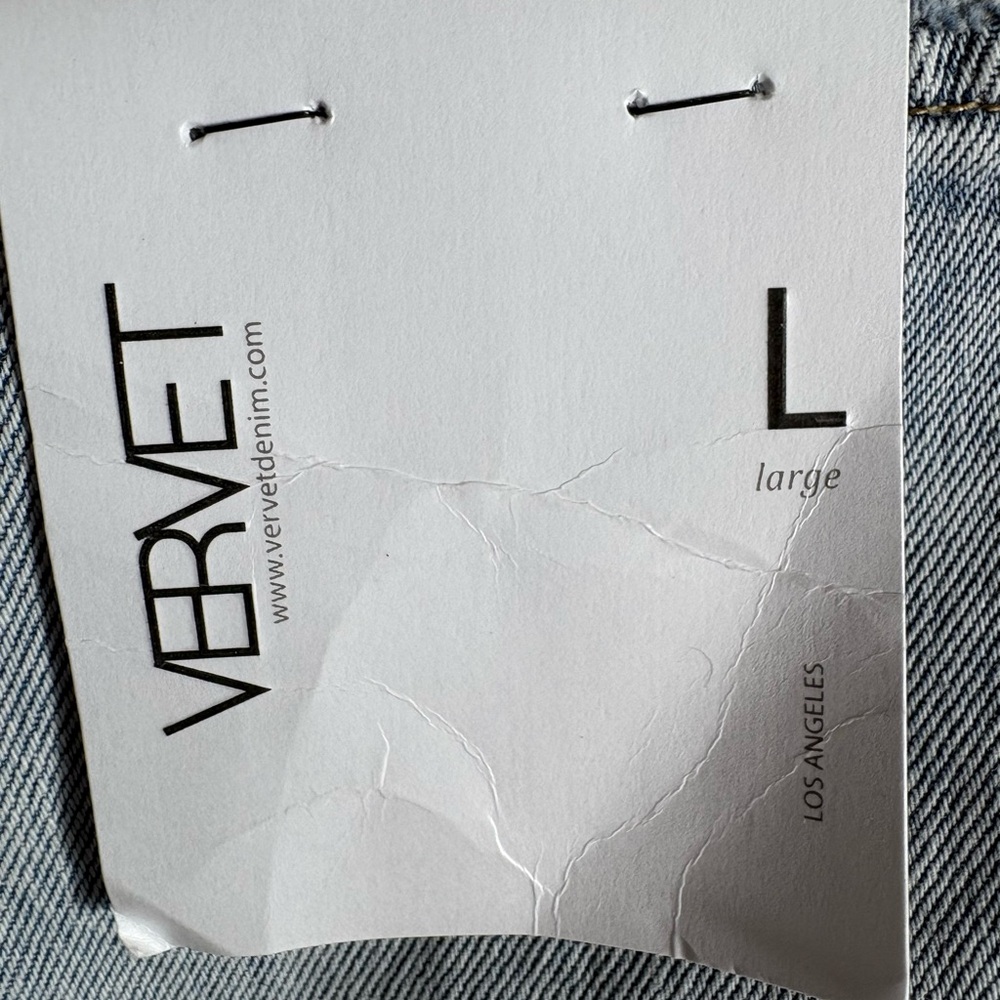 Vervet Sienna Super High Rise Distressed Denim Shorts Frayed Hem Light Wash L - Picture 8 of 10